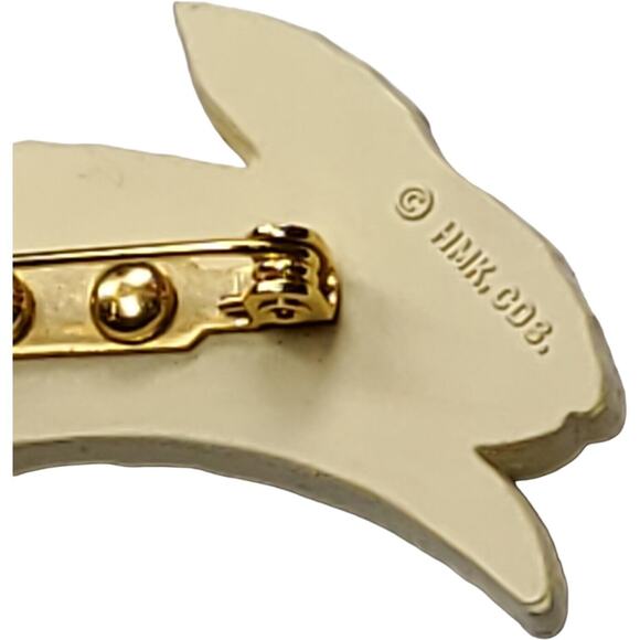 Vintage Hallmark Easter Bunny Hopping Pin Brooch Tack Rabbit Jumping White - Picture 4 of 9